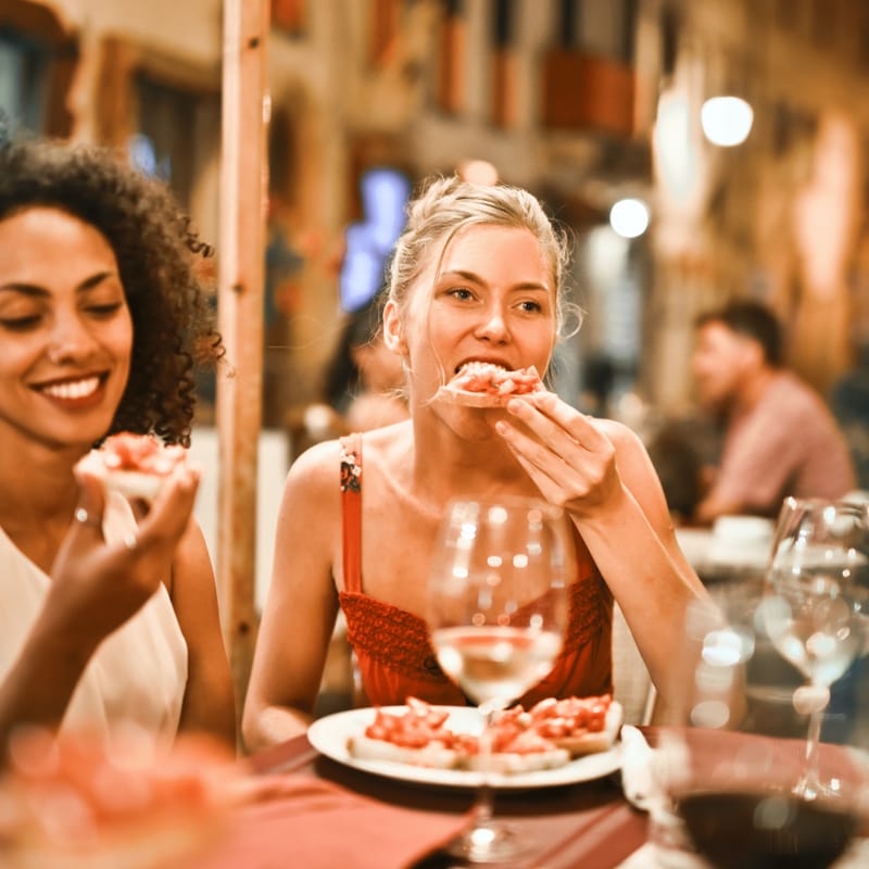Customers eating